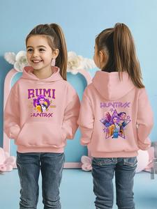 Sudadera con capucha para niñas Kpop Demon Hunters, moda coreana, cómoda con estampado de dibujos animados para primavera y otoño, ropa de abrigo casual para regalo de Navidad