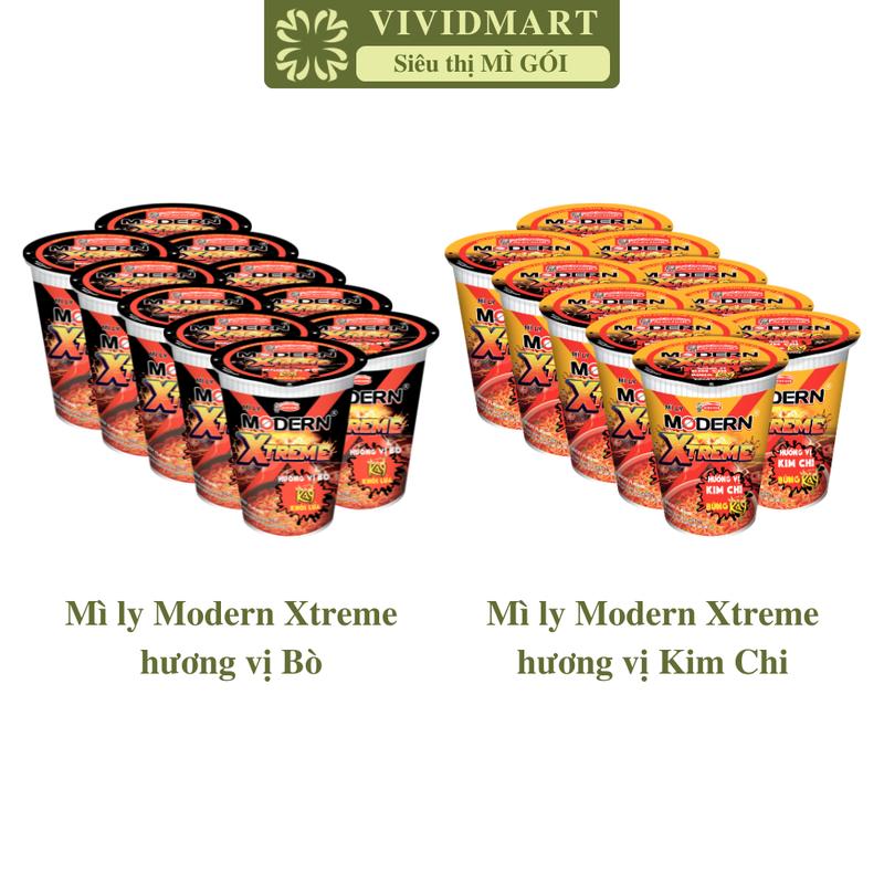 SET 10 LY - ACECOOK - Mì ly Modern Xtreme 2 vị: Bò Kim chi Mì ly Modern Xtrem ăn liền Mì ăn liền Modern Xtreme 65g ly