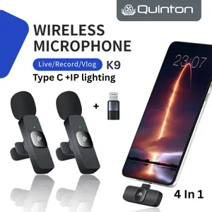 Microphone 2 Mikrofon wireless lavalier K9 Type C 2 mic Lapel 1 reciever Clip on Rechargeable - for live record vlog mic  kecil mic  konten creator kecil  jepit