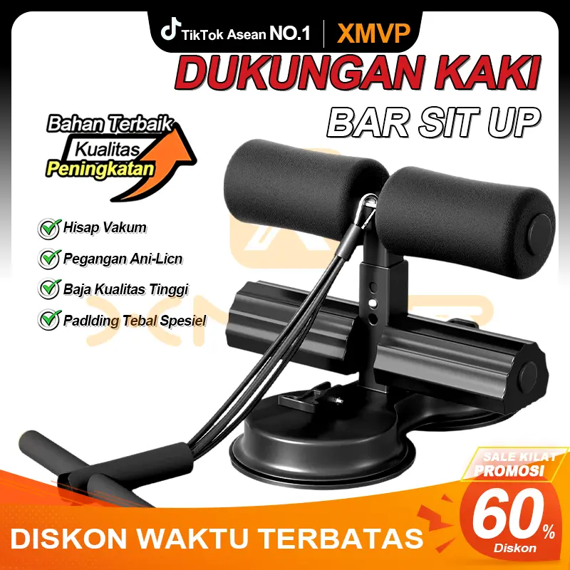 【COD】XMVP Mesin Sit-Up Hisapan Kuat Daya Super 3 Tingkat Intensitas Alat Latihan Inti Perut dengan Kunci Kaki & Tali Tarik Profesional untuk Latihan Perut Efektif