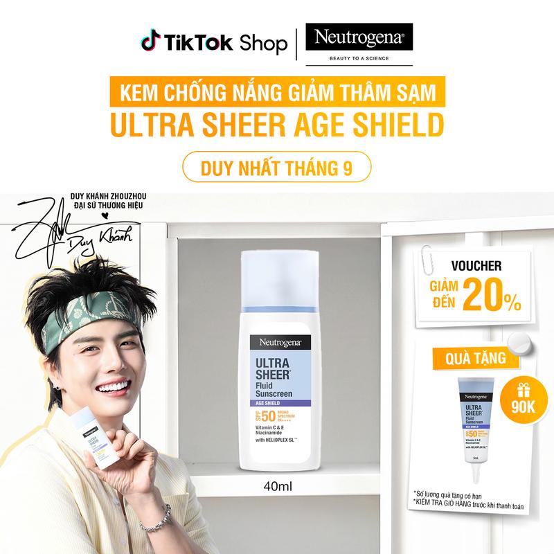 Kem chống nắng Neutrogena Ultra Sheer Fluid Sunscreen Age Shield SPF 50 Broad…