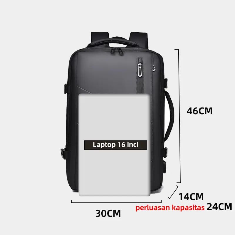 NINESTARS-Tas punggung Pria Ransel Laptop Backpack Expandable USB Port Multi Fungsi 1