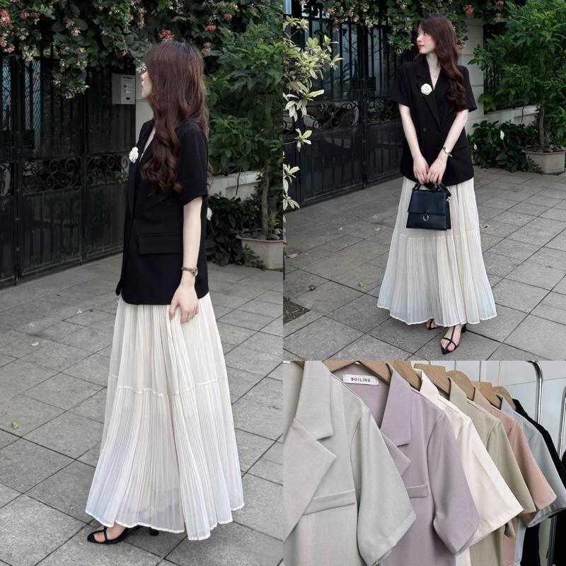 Áo B27 Blazer Cộc Tay Dáng Suông Boiling - Áo Vest Dáng Suông Mùa Hè Công Sở (Mei By Sen)