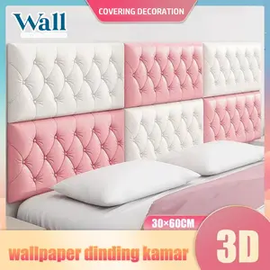 Wallpaper Foam 3D/ Sticker Dinding(30x60CM) / Headboard Bed Wall Stiker Wallfoam Dinding 3D / Walpaper Foam Dekorasi Rumah Room / Stiker dinding lembut yang dapat melindungi dari benturan tahan lembap wood coklat wallpaper & dekorasi dinding