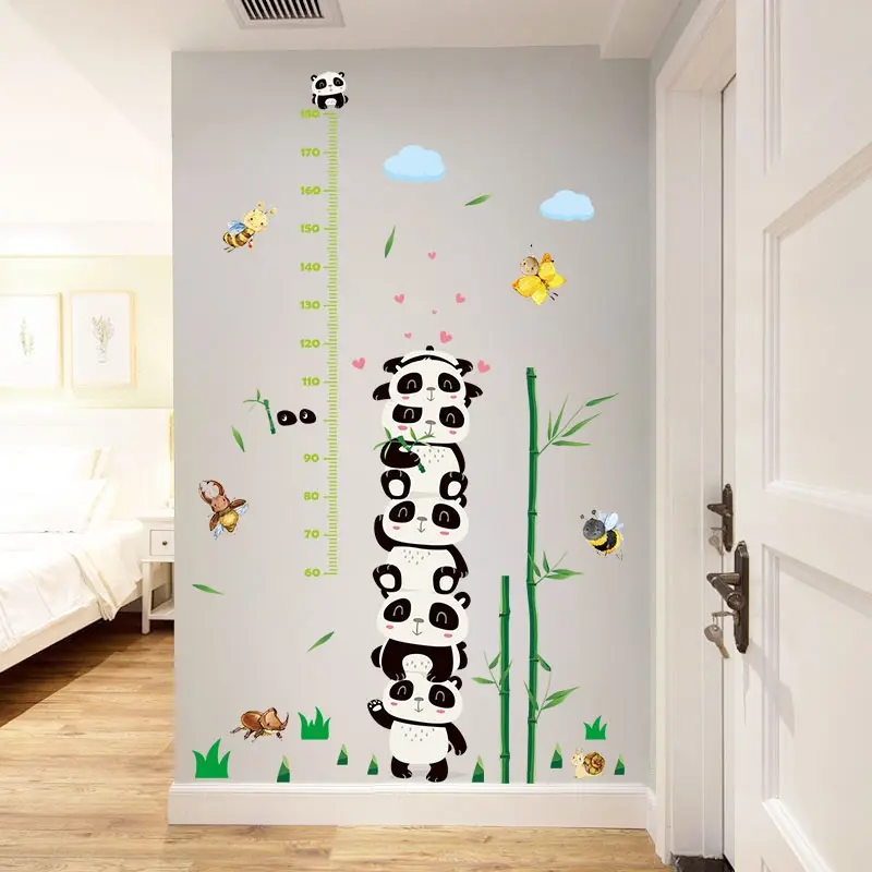 Wallstiker Dinding Pengukur Tinggi Badan Panda XL8363 Wall Sticker Kamar Tidur Anak Aesthetic Putih