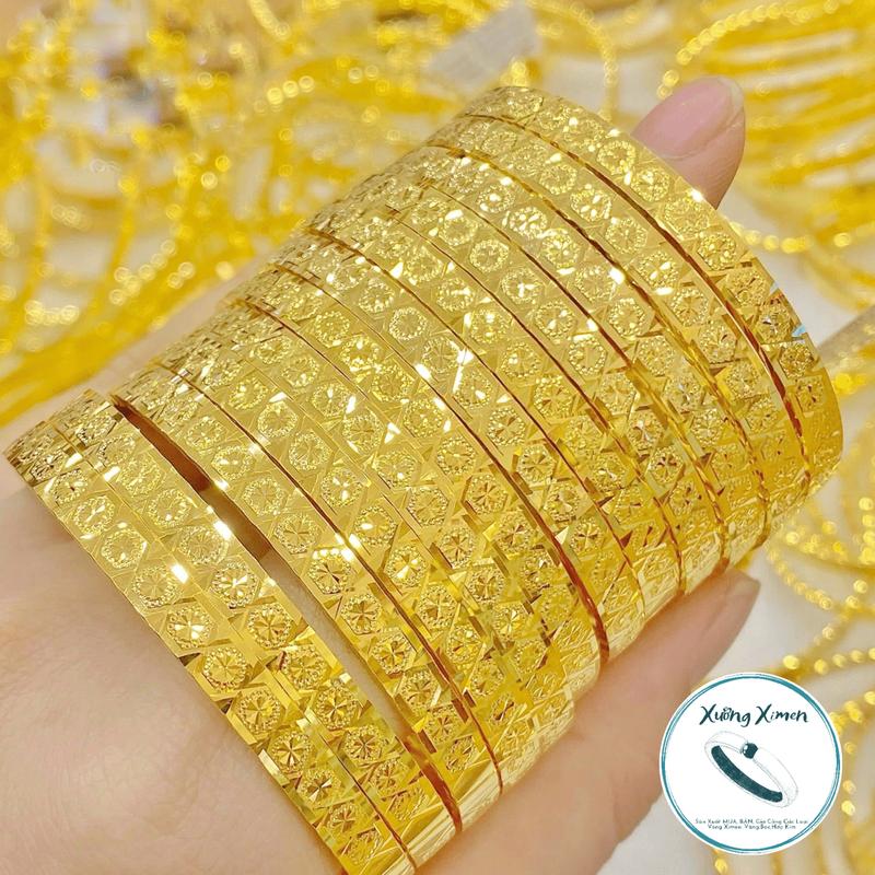 Bộ 7 Bộ 9 Chiếc Vòng Ximen Mẫu Caro Hoa Thị Bảng 4 Li Màu 610 Sài Gòn Chất Liệu Đồng Hội Vàng Có Khóa Lưỡi Gà Kí Hiệu 610