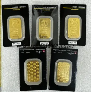 1oz/2.5g/5g/10g/20g/50g/100g Sealed packing Copper Gold Bar 24k Gold Plated Bullion Ingot Bar Unique Serial No.