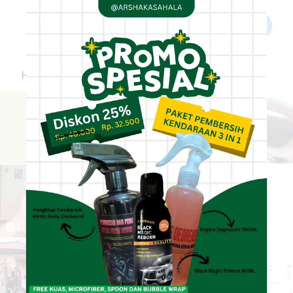 Paket Lengkap Pembersih Pengkilap Engine Degreaser Black Magic Reborn untuk Mobil - Car
