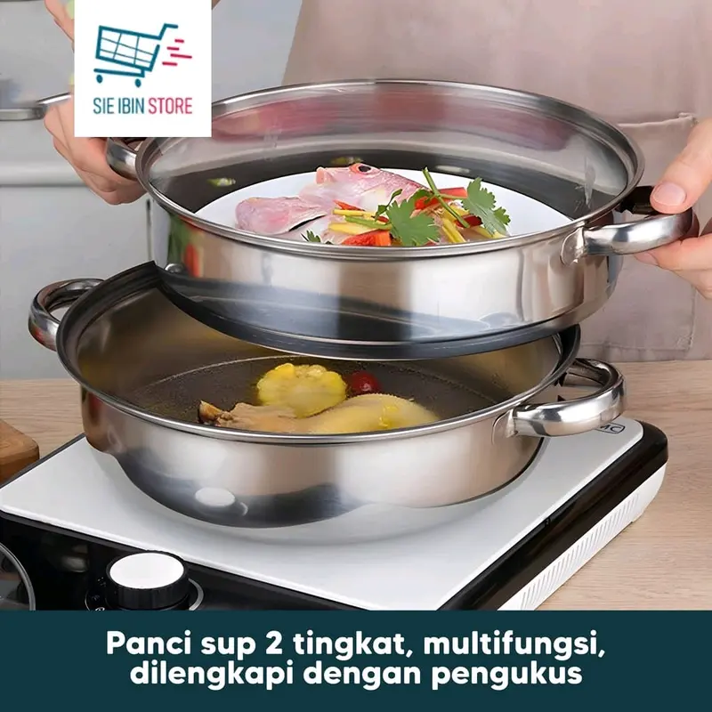 PANCI KUKUKUS 2 TINGKAT STEAMER STAINLESS 3