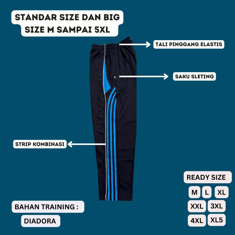 Celana Trening Olahraga Pria Wanita Big Size Jumbo Muat BB 100KG Celana Gym Running Trening Pria Hitam 2