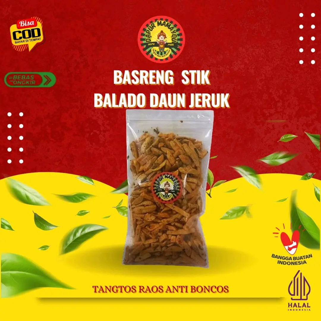 250 Gram Basreng Stik Balado Daun Jeruk - Basreng Balado Daun Jeruk 250 Gram