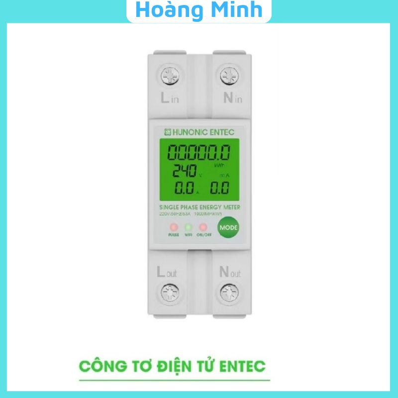 Công tơ điện tử wifi Hunonic Entec 63A đo điện năng tiêu thụ, dòng rò