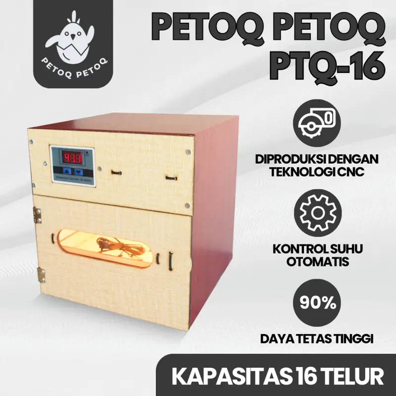 Mesin Penetas Telur Semi Otomatis Digital Kapasitas 16 Telur Petoq Petoq PTQ-16 Inkubator Telur Egg Incubator 0