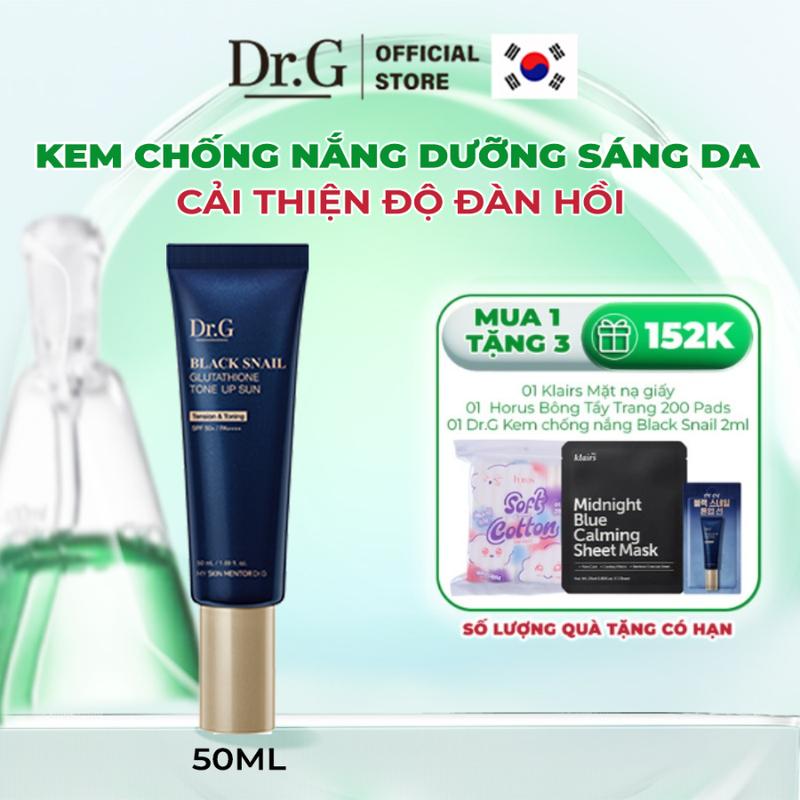   LIVE  Kem chống nắng nâng tông dưỡng sáng da Dr.G Black Snail Glutathione Tone Up Sun SPF50+ PA++++ 50ml 