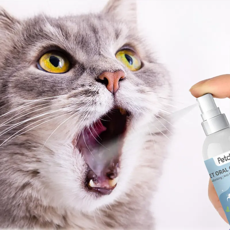 Petcho Semprotan Oral Hewan Peliharaan Obat Kumur Kucing Penyegar Napas Kucing Semprotan Penyegar Napas Anjing Membasmi Bakteri Hilangkan Bau 100ML 5