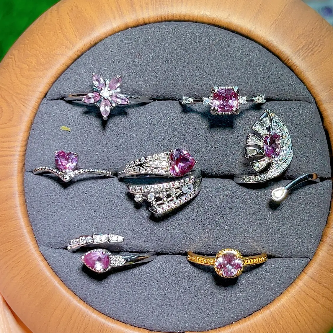 AR03 the collection of Alexandrite ring adjustable size copper setting silver plated wholesale price