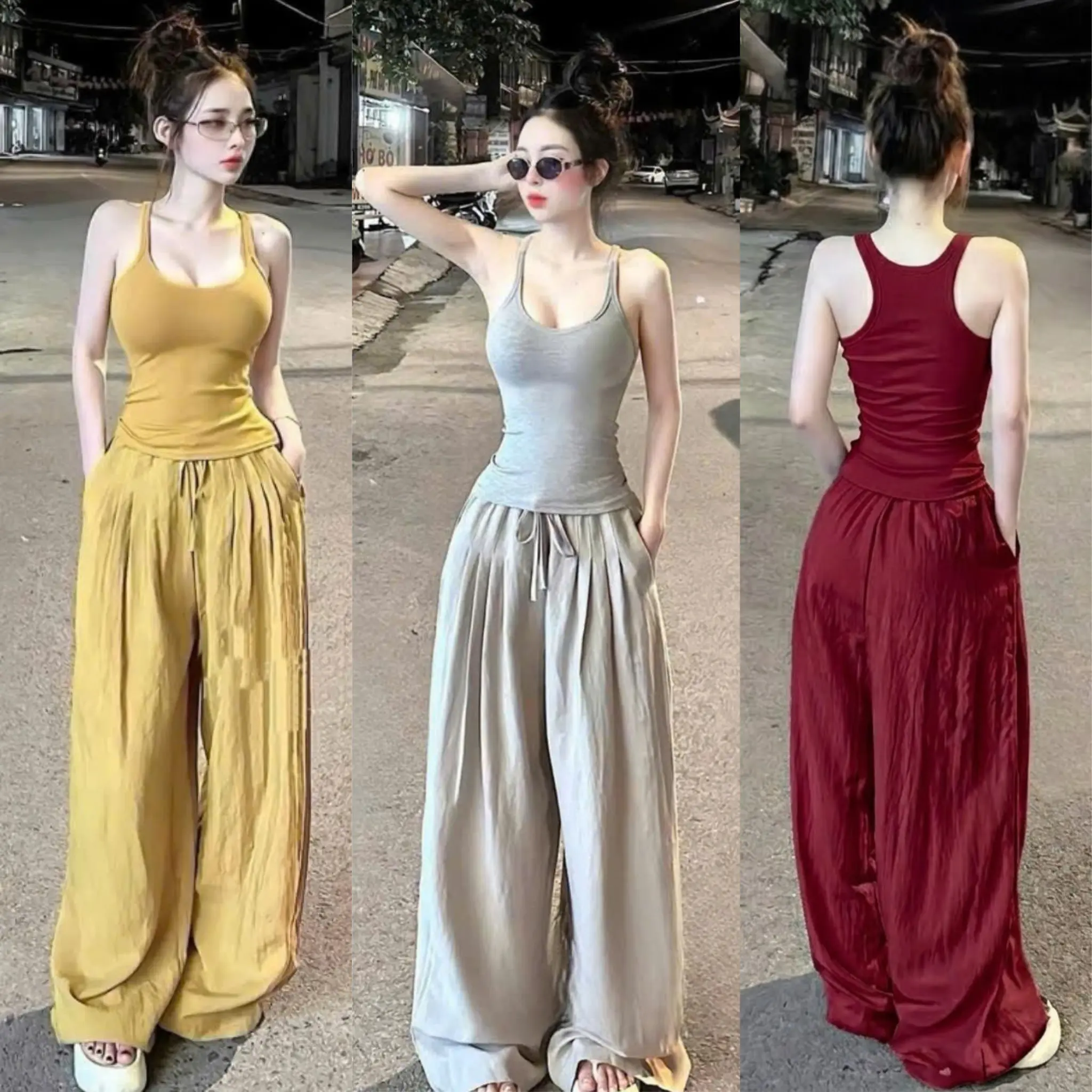 HL09 Set bộ ba lỗ, dây mix quần suông bồng bí, 3 màu đen, vàng, ghi | BigBuy360 - bigbuy360.vn HL09 Set bộ ba lỗ, dây mix quần suông bồng bí, 3 màu đen, vàng, ghi | BigBuy360 - bigbuy360.vn