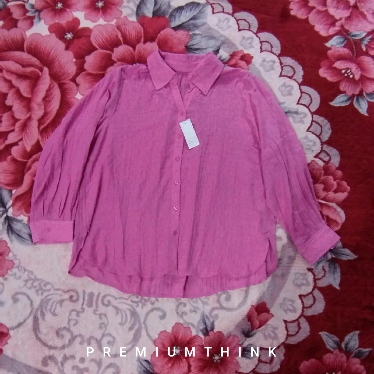 Kemeja Fuschia Embroidery Katun