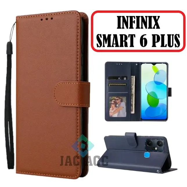 DOMPET HP PREMIUM UNTUK INFINIX SMART 6 PLUS LEATHER FLIP CASE PREMIUM UNTUK SMART 6 PLUS 2