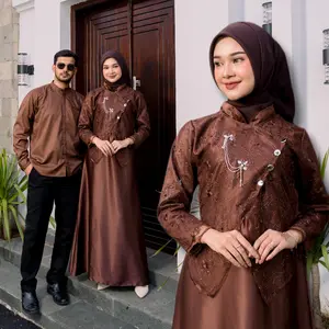 COUPLE DRESS SAHARA Gamis Lebaran Dress Janggan Busui Friendly Gaun Pesta Brokat Premium Mewah