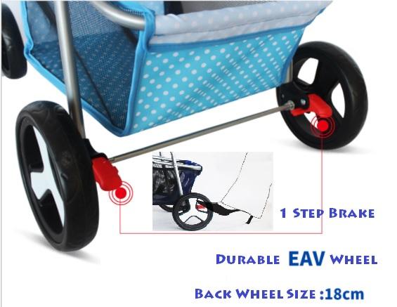 Product Introduction of Classic 3-Wheel pet Prams foldable washable light weight cheap multiple colours big compartment one step folding easy to move 31