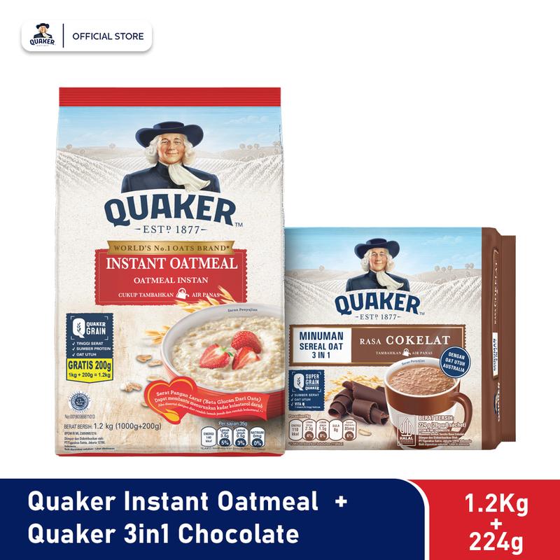 Quaker Instant Oatmeal 1.2 Kg + Quaker 3in1 Chocolate 224g 0