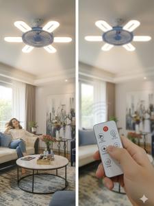Lámpara Ventilador de Techo U-shaped Fan Light Potencia Ahorro de Energía Diseño Plegable con Control Remoto 6 Aspas LED Ajustable para Hogar y Oficina hobby lobby
