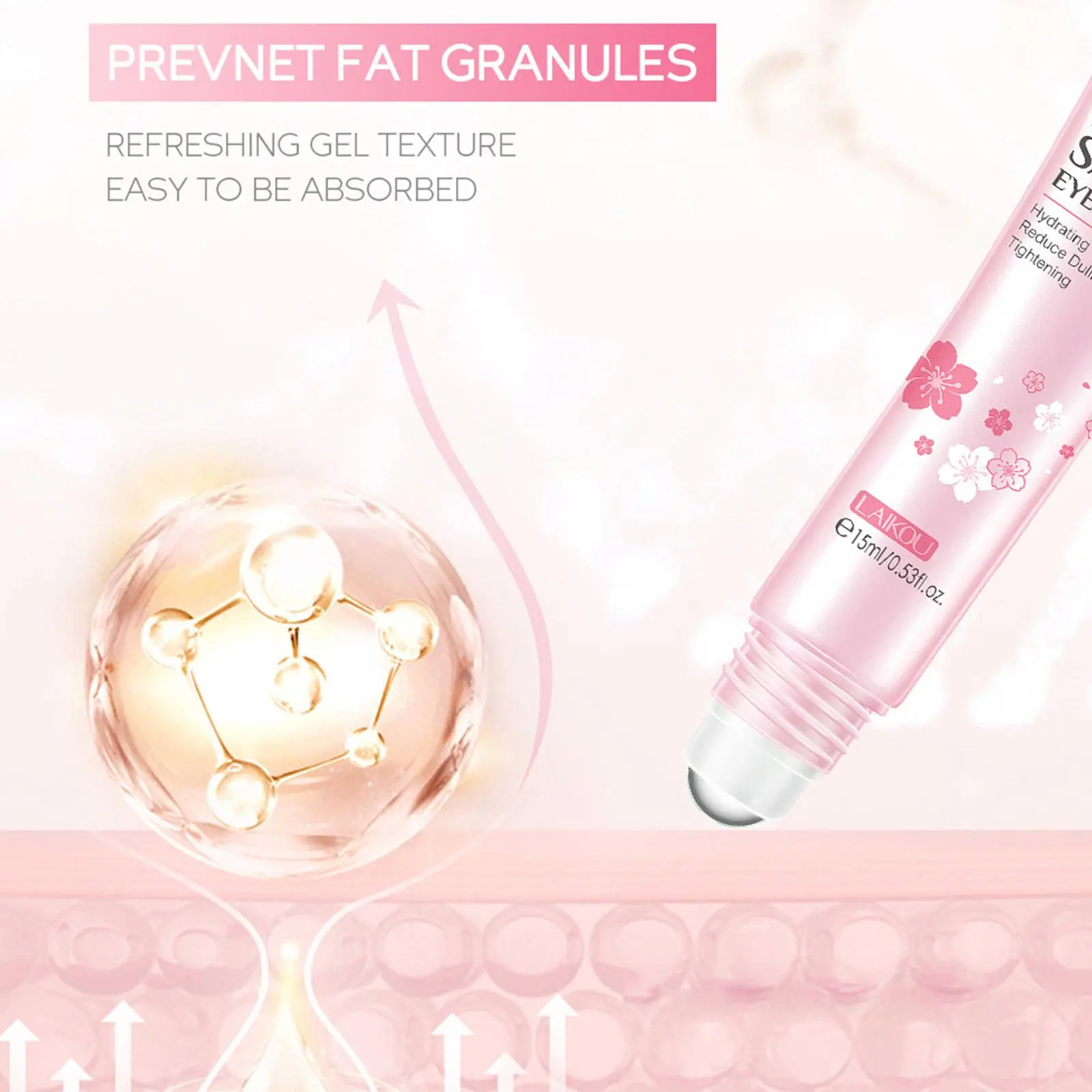 15ml Sakura Eye Massage Serum Cherry Blossom Eye Essence Roller Improve Dark Circles