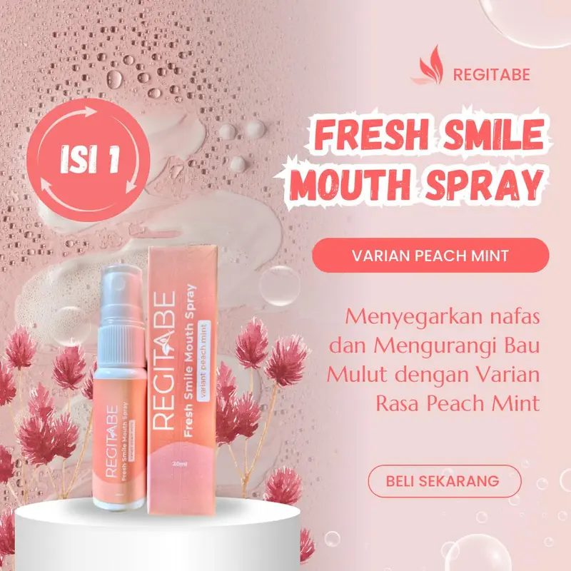 Regitabe Mounth Spray Penyegar Nafas Pewangi Mulut Spray Rasa Peach Mint 5