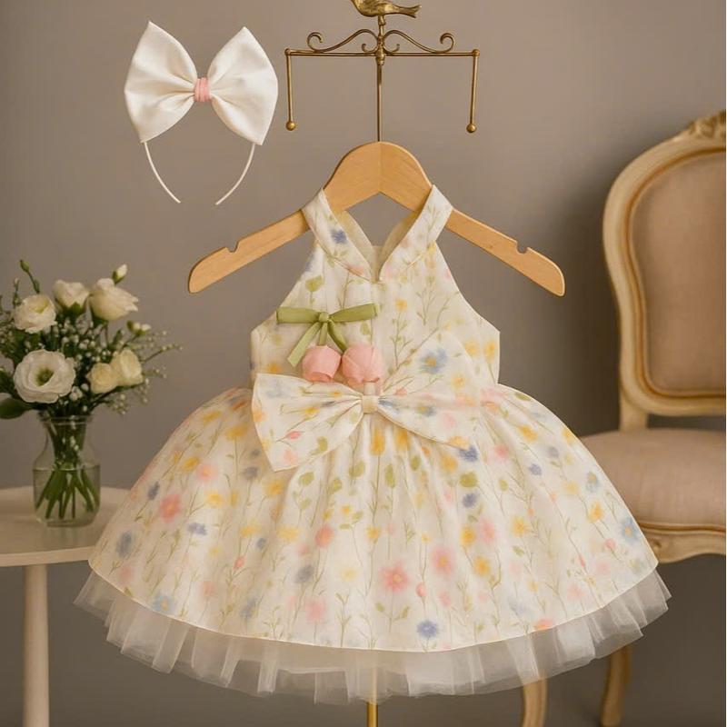  Váy Yếm Cổ Tàu Hoa Màu Sắc Kèm Cài Và Quần Chíp 4-15 Kg,Yếm Trung Thu Lễ Tết Sinh Nhật Cho Bé Gái 