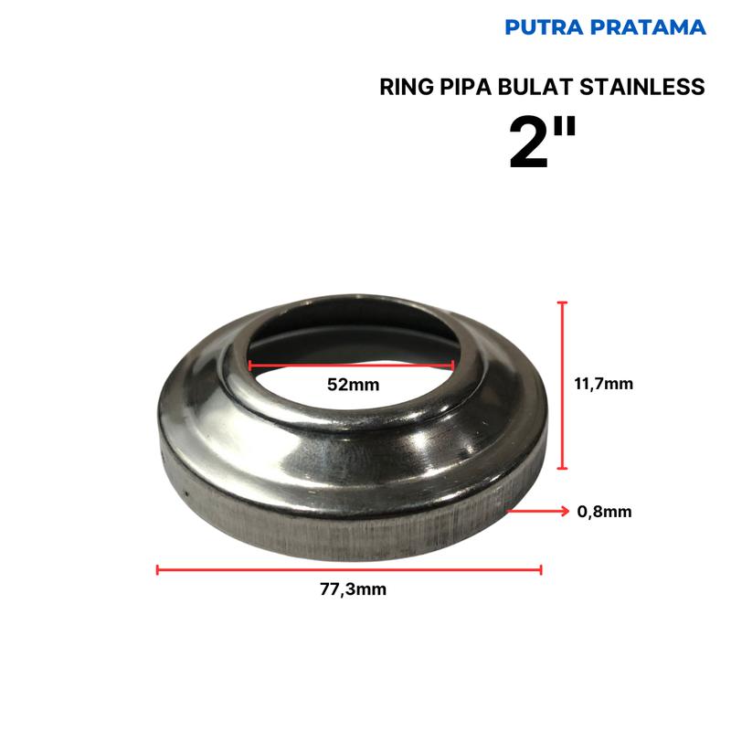 RING PIPA BULAT STAINLESS 5/8", 3/4", 1", 1 1/4", 1 1/2", 2" | PLENDES ORNAMEN PAGAR RING PIPA RING STAINLESS 7