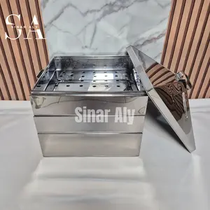 Klakat Kotak Susun 3 Kukusan Dimsum Bahan Stainless Tebal Steel Ukuran 30 - 45 cm