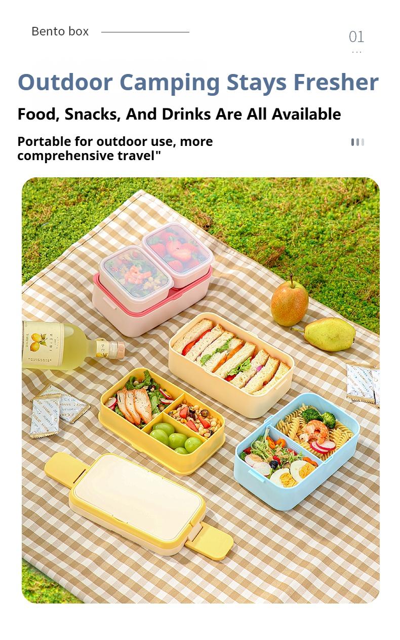 Product Introduction of METKA Picnic Lunch Box Double Layer Food Storage Container Handle Camping Hiking Outdoor Portable Bento Box Travel Work School 12