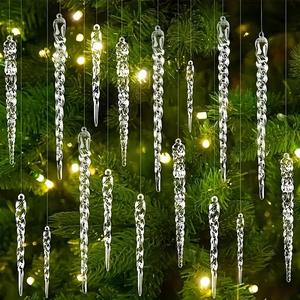 12 piezas de Adornos colgantes de Acrílico Transparentes en Forma de Escalón, Decoraciones colgantes de Material acrílico, Regalos de Navidad, - Navidad, Árbol de Navidad, Hogar, Invierno, Decoración de Fiestas