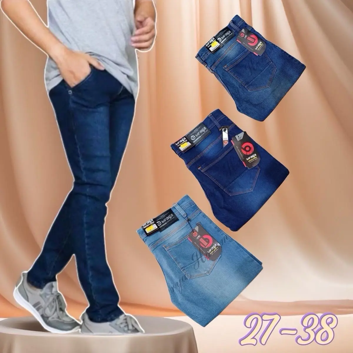 celana panjang pensil skinny braga pria bahan mellar size 27-38 Jeans