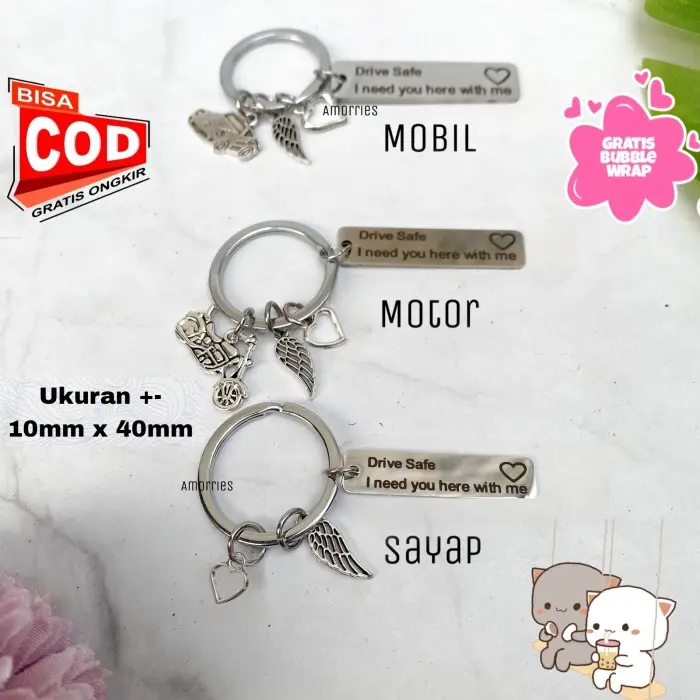 PROMO COUPLE GANTUNGAN KUNCI / KEYCHAIN COUPLE DRIVE SAFE A6