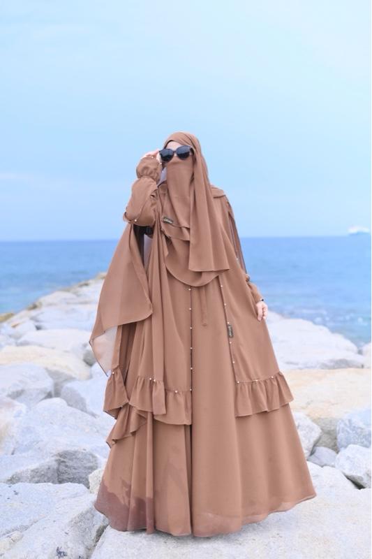 Harsya Dress Gamis Syari Lebaran Warna Kuning Hitam Cokelat Ukuran Request Dm Ya