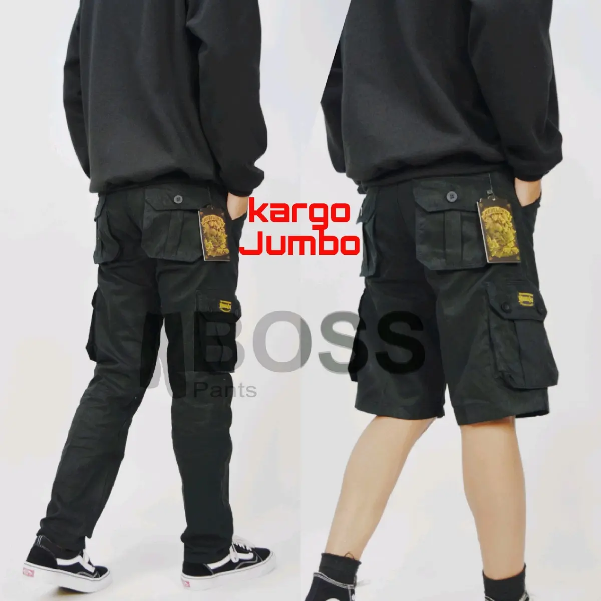 [BIG SIZE] Melar NA Celana Kargo Warna Hitam Reguller JUMBO Premium Bandung original