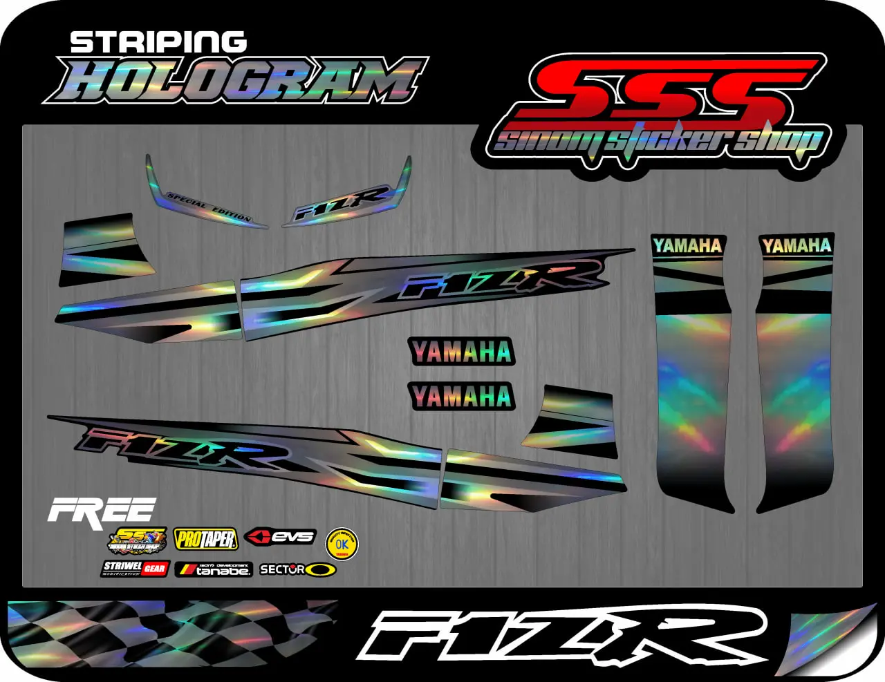 Stiker Striping Standar Hologram Yamaha F1ZR Special Edition List Motor FIZR