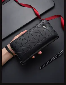 Dompet ritsleting bergaya Dompet panjang pria Dompet kulit multifungsi Long wallet high quality #612