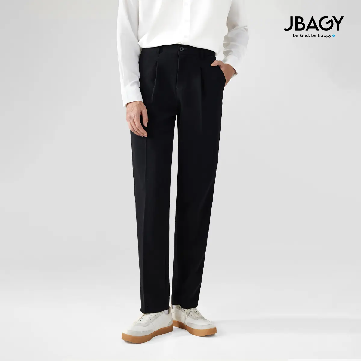 Quần tây nam hàn quốc dáng baggy suông đen, kem vải dày dặn co giãn tốt thương hiệu JBAGY - JA0101 Menswear Pants