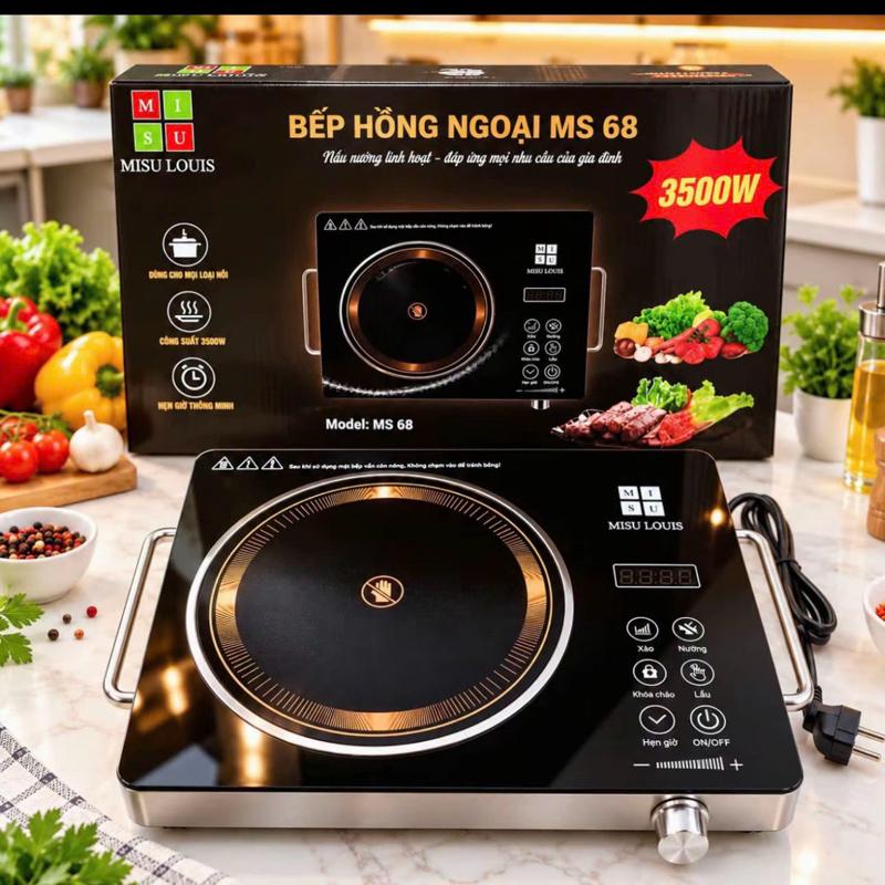 Bếp hồng ngoại Misu Louis MS 68, 3500W, nâu nhanh, tiết kiệm, an toàn, phù hợp nhiều loại nồi