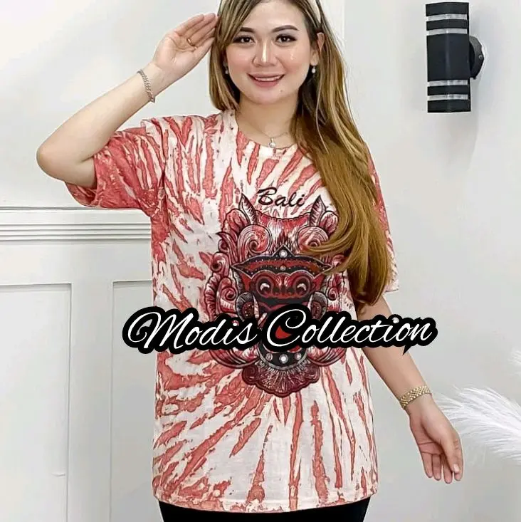 Atasan Kaos Barong Bali Putih Terbaru Baju Santai Nyaman Casual Wanita Cewek Cowok Lengan Pendek Motif Polos Kombinasi Salur Garis Tie Dye Cantik Variasi Warna Warni Bahan Tebal Katun Halus Adem Ukuran Remaja Dewasa Panjang Baju Sedang Kerah Leher Bulat 1