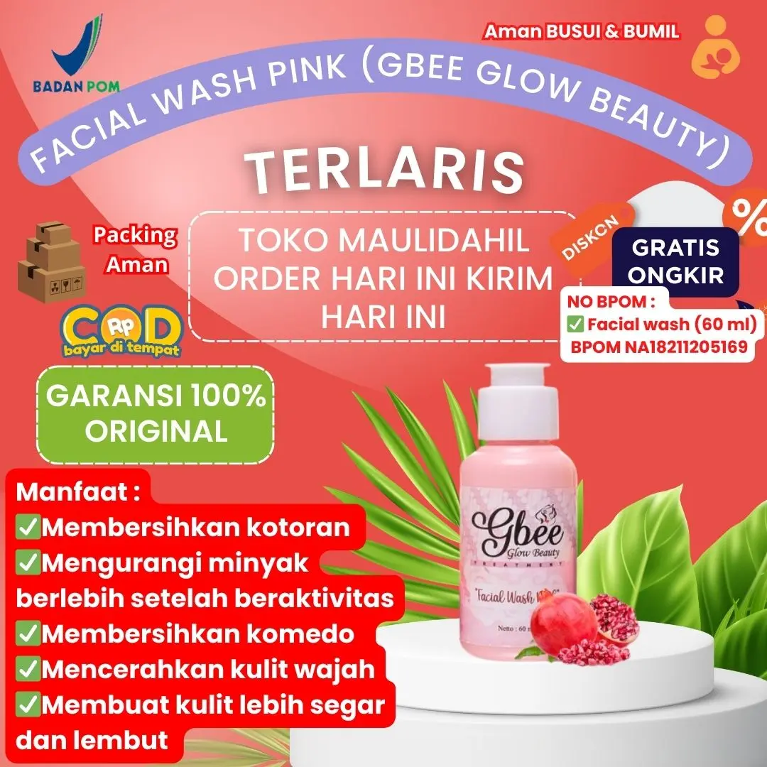 Promo Facial Wash Pink Gbee Glow Beauty Skincare Perawatan Kulit Wajah