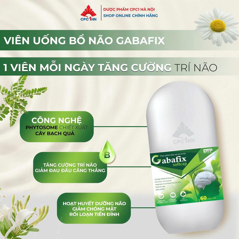 Viên uống bổ não GABAFIX Hỗ trợ giảm Đau đầu, Chóng mặt, hỗ trợ tăng cường tuần hoàn não và cải thiện trí nhớ