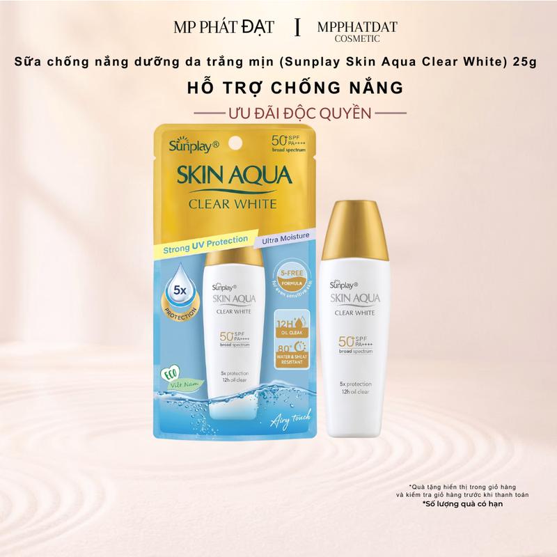 Kem Chống Nắng Sunplay Skin Aqua Clear White SPF50+ PA++++ 25g Dưỡng Sáng Da, Kiềm Dầu, Chống Tia UV