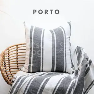 Kutsurogi Sarung Bantal Sofa Linen / Pillow Cover Aesthetic Scandinavian Premium Ukuran 40x40 45x45 50x50 30x50 Motif Porto