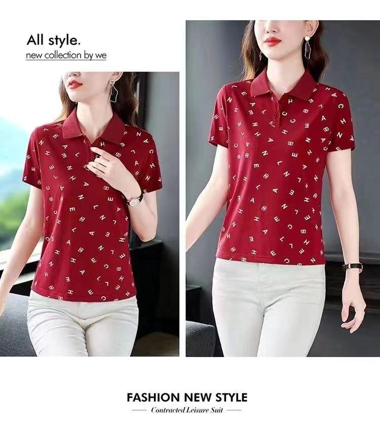 Product Introduction of 2024 Clearing and Picking up Leaks~Tail Order Big Brand Cut Label Flip Collar Short sleeved T-shirt Women's Leading Slimming Polo Top 5