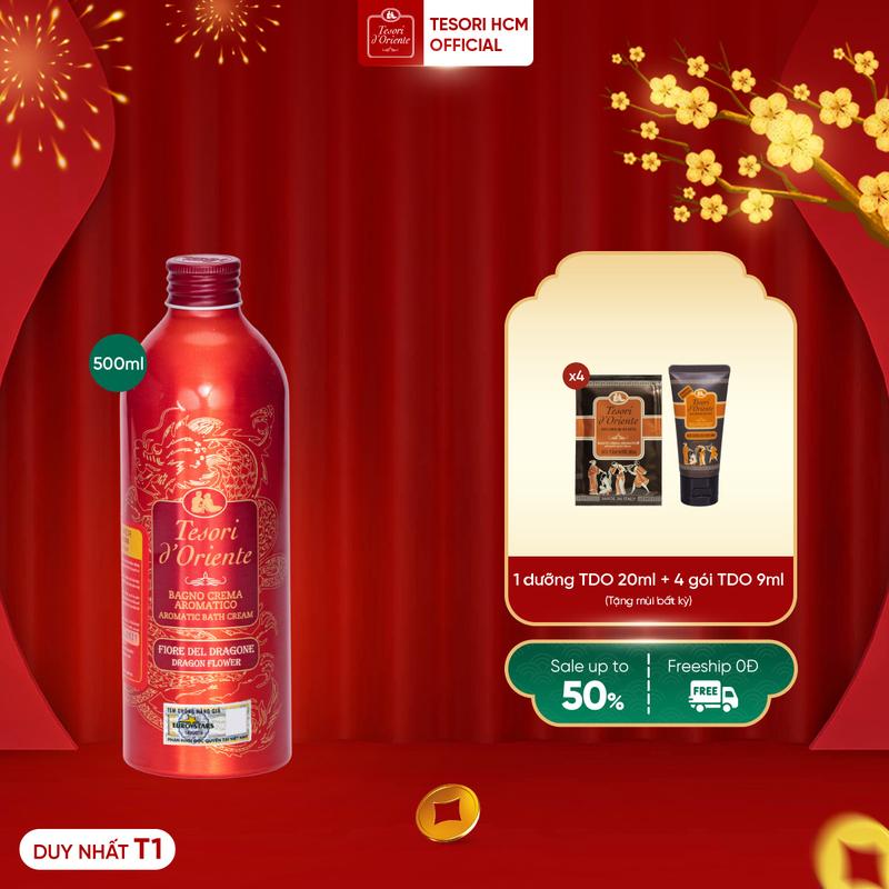   TẶNG 4 GÓI TDO 9ML+ 1 DƯỠNG TDO 20ML  Sữa tắm nước hoa Tesori d'Oriente 500ml chính hãng kèm vòi nhập khẩu trực tiếp từ Italia 