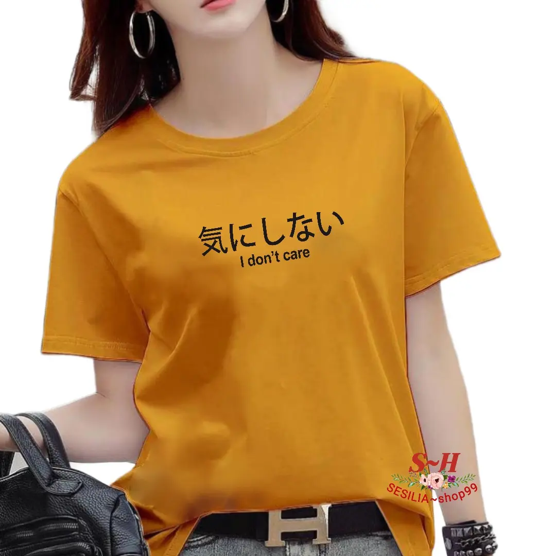 Kaos atasan wanita,kaos oblong wanita,kaos unisex,kaos fashion,kaos distro,pakaian wanita(( tulisan korea I DON'T CARE )) Baju Dewasa Pendek Digital Printing Soft